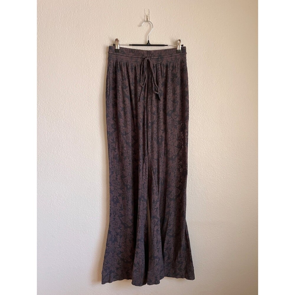 Free People You & I Lounge Wide-Leg Pants in Plum Combo Size MEDIUM